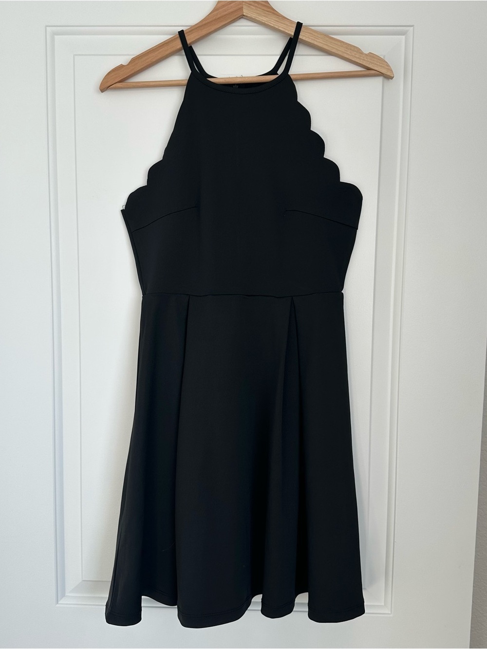 Black Scallop Halter Women's Dress
